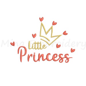 Kleine Prinzessin Stickerei, Maschinenstickerei, 5 Größen, Instant Download