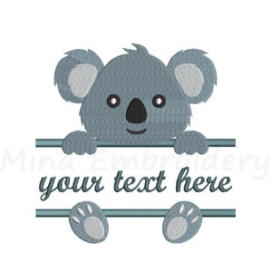 Baby Koala Split Embroidery Design: Animal Applique (4 Sizes) (Instant Download)