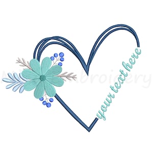Herz Blume Stickmuster, Stickmuster, Stickdatei, Maschinenstickerei, 5 Größen, Instant Download