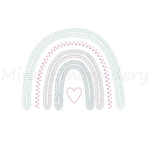 Boho Rainbow Embroidery Design, Rainbow Line Art Embroidery Design, 4 Sizes, Instant Download