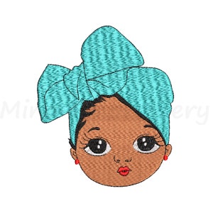 Afro Cute Baby Face Embroidery Design, Machine Embroidery Design, 5 Sizes, Instant Download
