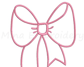 Ribbon Bow Outline Embroidery Design: 6 Sizes (Instant Download)