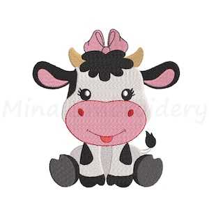 Kuh Baby Mädchen, Kuh Stickerei, Stickmuster, Maschinenstickerei, 4 Größen, Instant Download