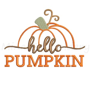 Hello Pumpkin Embroidery Design: Fall Machine Embroidery (Instant Download)