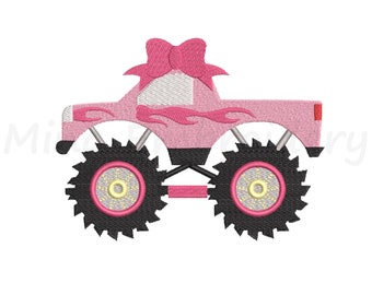 Girl Monster Truck Embroidery Design, Vehicle Embroidery Design, Machine Embroidery Design, 4 Sizes, Instant Download