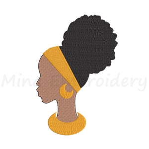 Afro Girl Face Embroidery Design, Machine Embroidery Design, 4 Sizes, Instant Download