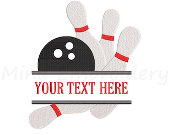 Split Bowling Embroidery Design, Sport Embroidery Design, Machine Embroidery Design, 4 Sizes, Instant Download