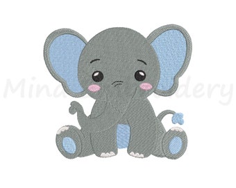 Baby Boy Elephant Embroidery Design, Animal Embroidery Design, Machine Embroidery Design, 4 Sizes, Instant Download