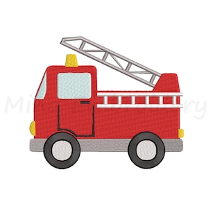 Fire Truck Embroidery Design, Machine Embroidery Design,   4 Sizes, Instant Download