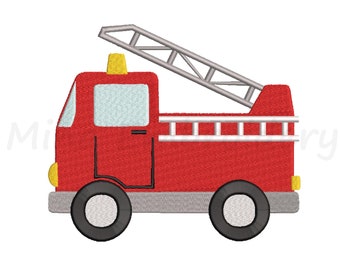 Fire Truck Embroidery Design, Machine Embroidery Design,   4 Sizes, Instant Download