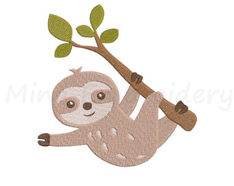 Hanging Baby Sloth Embroidery Design, Animal Embroidery Design, Machine Embroidery Design, 4 Sizes, Instant Download