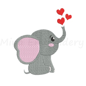 Cute Baby Elephant Embroidery Design, Animal Embroidery Design, Machine Embroidery Design, 4 Sizes, Instant Download