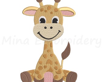 Baby Giraffe Stickmuster, Tier Stickdatei, Maschinenstickerei, 4 Größen, Instant Download