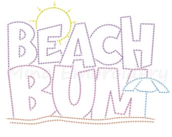 Beach Bum Embroidery Design: Summer Theme (Instant Download)