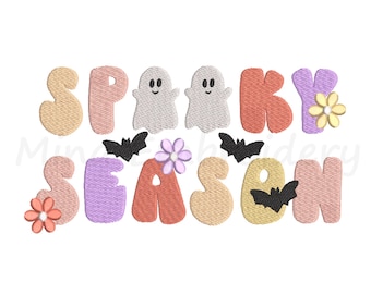 Spooky Season Embroidery Design, Halloween Embroidery Design, Machine Embroidery Design, 5 Sizes, Instant Download