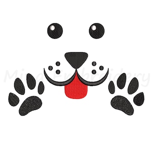 Dog Face Paws Embroidery Design, Animal Embroidery Design, Machine Embroidery Design, 5 Sizes, Instant Download