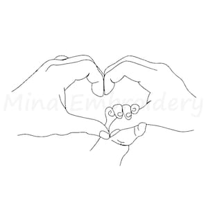 Mom and Baby Hands One Line Embroidery Design (Instant Download)