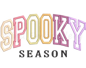 Spooky Season stoffen borduurontwerp, Halloween-borduurontwerp, machineborduurontwerp, 6 maten, Instant Download