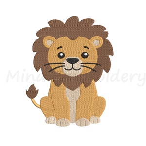 Desenho de bordado de leãozinho, desenho de bordado de animais, desenho de bordado à máquina, 5 tamanhos, download instantâneo