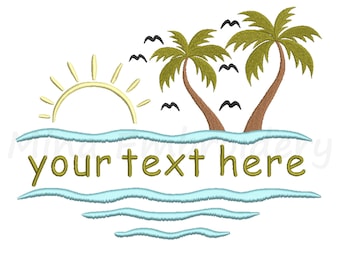 Split Summer Beach-borduurontwerp, palmboomborduurontwerp, machineborduurontwerp, 6 maten, Instant Download