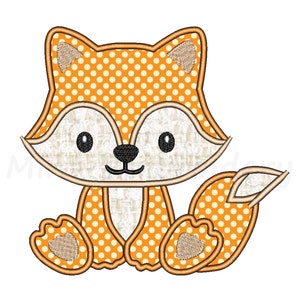 Baby Fox Applique Embroidery Design, Animal Embroidery Design, Machine Embroidery Design, 5 Sizes, Instant Download