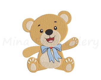 Baby Boy Teddy Bear Embroidery Design, Animal Embroidery Design, Machine Embroidery, 4 Sizes, Instant Download