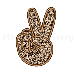 Peace Sign Applique Embroidery Design: Leopard Print (Instant Download)