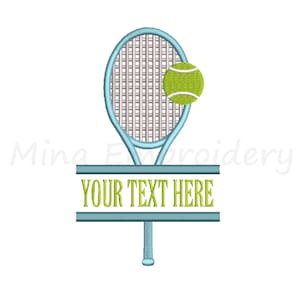 Split Tennis Racket Embroidery Design: Sport Machine Embroidery (Instant Download)