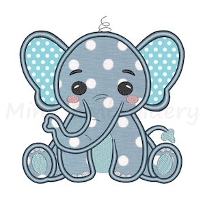 Baby Elephant Applique Embroidery Design: 5 Sizes (Instant Download)