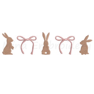 Coquette Bunny Embroidery Design, Easter Embroidery Design, Machine Embroidery Design, 6 Sizes, Instant Download