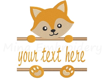 Split Baby Boy Fox Embroidery Design, Animal Embroidery Design, Machine Embroidery Design, 4 Sizes, Instant Download