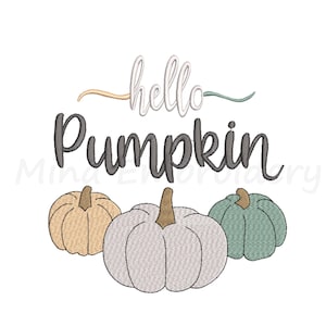 Hello Pumpkin Embroidery Design, Triple Pumpkin Embroidery Design, Machine Embroidery Design,  5 Sizes, Instant Download