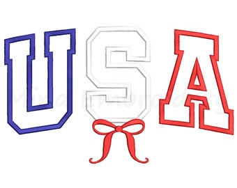 Coquette USA Stickerei, Amerika Applikation Stickmuster, Maschinenstickerei, 6 Größen, Instant Download