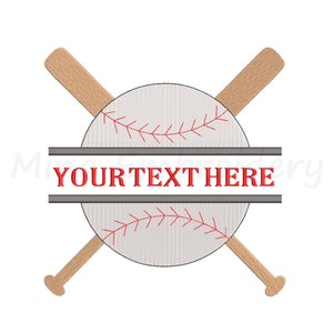 Split Baseball Embroidery Design, Sport Embroidery Design, Machine Embroidery Design, 4 Sizes, Instant Download