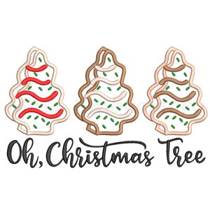 Oh Christmas Tree Embroidery Design, Christmas Applique Design, Machine Embroidery Design, 6 Sizes, Instant Download