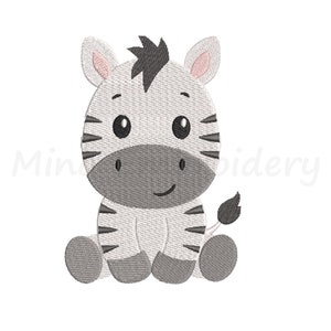 ベビーシマウマの刺繍デザイン、動物の刺繍デザイン、機械刺繍デザイン、4 サイズ、即時ダウンロード