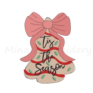 Coquette Christmas Tree Cake Embroidery Design, Debbie Christmas Cakes Embroidery, Machine Embroidery Design, 4 Sizes, Instant Download