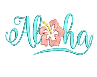 Aloha hibiscus bloem borduurontwerp (direct downloaden)