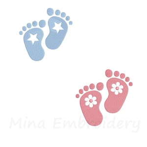 Baby Girl and Boy Feet Embroidery Design, Machine Embroidery Design, 2 Zip Files, Instant Download