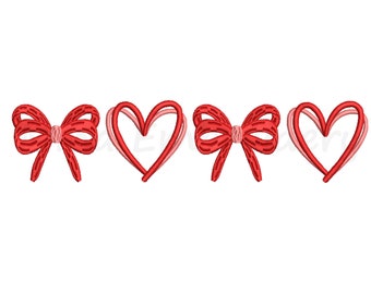 Kokette Herz & Schleife Stickdatei, XOXO Love (Instant Download)