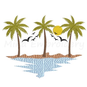 Triple Palm Tree Embroidery Design, Summer Beach Embroidery Design, Machine Embroidery Design, 4 Sizes, Instant Download