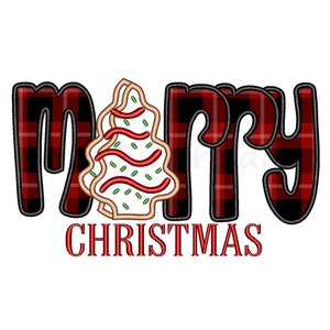 Merry Christmas Tree Cake Applique Embroidery Design, Machine Embroidery Design, 4 Sizes, Instant Download