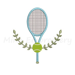 Floral Tennis Racket Embroidery Design, Sport Embroidery Design, Machine Embroidery Design, 4 Sizes, Instant Download