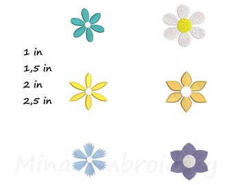 Mini Flowers Embroidery Design: 6 Patterns (Instant Download)