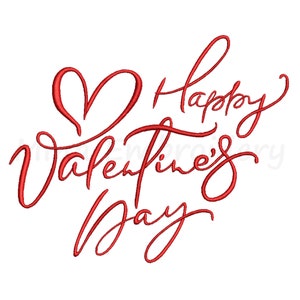Happy Valentine&#39;s Day Embroidery Design, Machine Embroidery Design, 4 Sizes, Instant Download