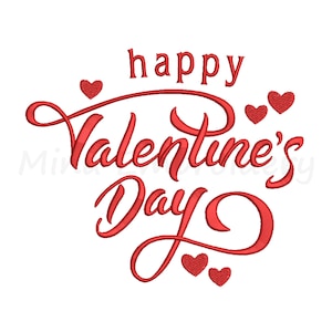 Happy Valentine&#39;s Day Embroidery Design: Love Hearts (Instant Download)