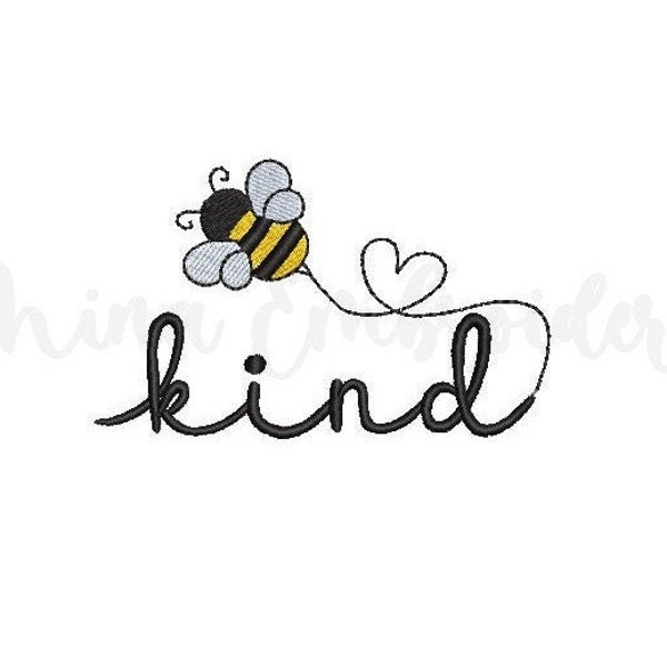 MINI Bee Kind Embroidery Design, Machine Embroidery Design, 6 Sizes, Instant Download