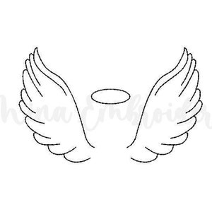 Angel Wings Embroidery Design, Angel Line Art Embroidery Design ...