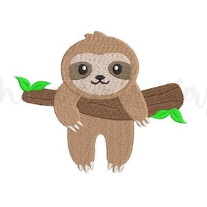 Baby Sloth Embroidery Design, Animal Embroidery Design, Machine Embroidery Design, 4 Sizes, Instant Download image 1