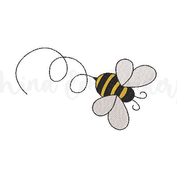 MINI Bee Embroidery Design, Machine Embroidery Design, 6 Sizes, Instant Download